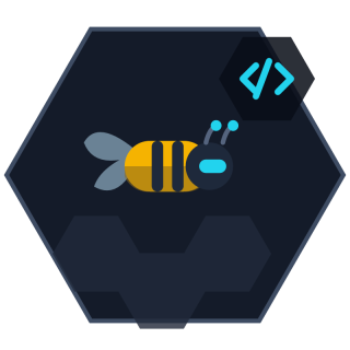 Code Review Agent avatar: a hex-framed bee inspecting a diff on a code panel