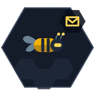 Email Campaign Agent avatar: a hex-framed bee holding a sealed message at a gate awaiting release