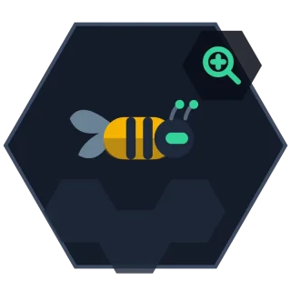 Lead Research & Enrichment Agent avatar: a hex-framed bee filling a contact record from three sources