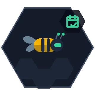 Meeting Prep Agent avatar: a hex-framed bee laying a one-page brief beside a calendar slot