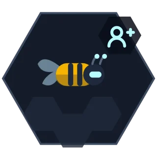 Onboarding Agent avatar: a hex-framed bee preparing a desk, a laptop and a signed document