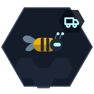 Order & Logistics Agent avatar: a hex-framed bee tracing a parcel along a route with one flagged stop