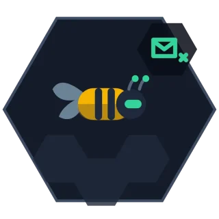 Outbound Personalization Agent avatar: a hex-framed bee drafting a short note beside a signal feed
