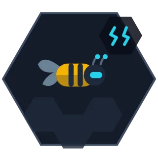 Self-Healing Infra Agent avatar: a hex-framed bee repairing a failing cell while neighboring cells stay lit