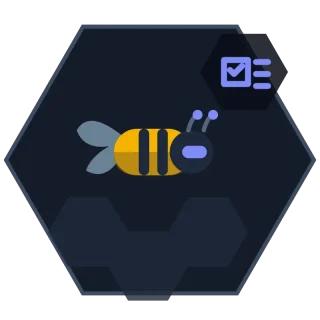 Ticket Triage Agent avatar: a hex-framed bee sorting inbound tickets into three labeled queues