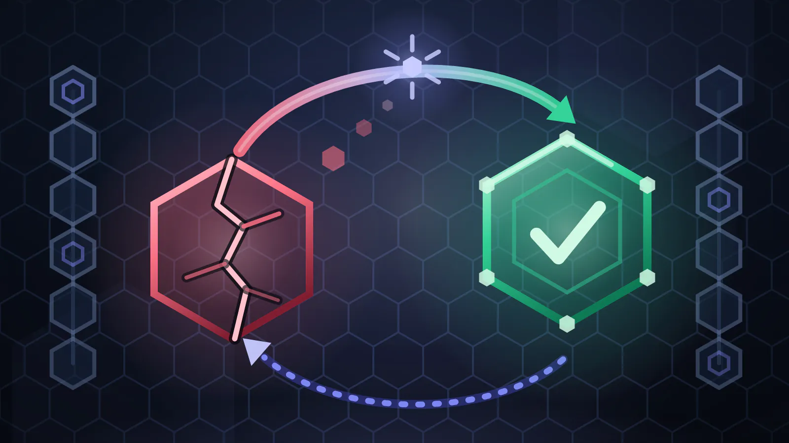 Cover art for a self-healing devops case study: a damaged comb cell being rebuilt overnight